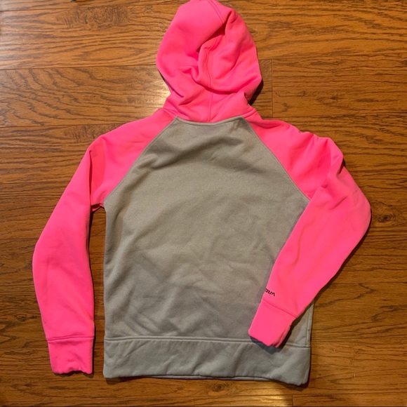YXL PINK & GRAY UNDERARMOUR STORM HOODIE - Picture 6 of 7